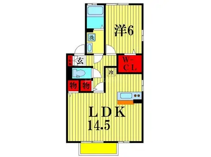 セブンオークスA・B・C・D・E・F・G(1LDK/2階)の間取り写真