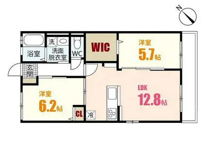 RUHELL東野2番館(2LDK/2階)の間取り写真