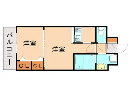 エンクレスト大橋(2K/9階)の間取り写真