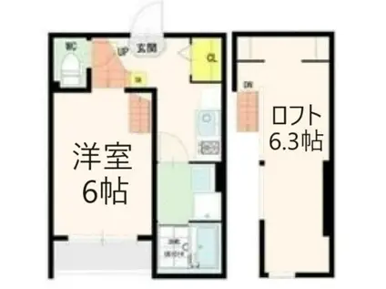 LE CHOCOLAT(1K/2階)の間取り写真