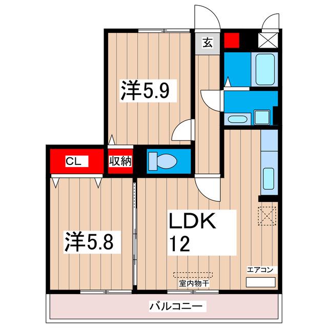 グレースヒルズ II(2LDK/2階)の間取り写真