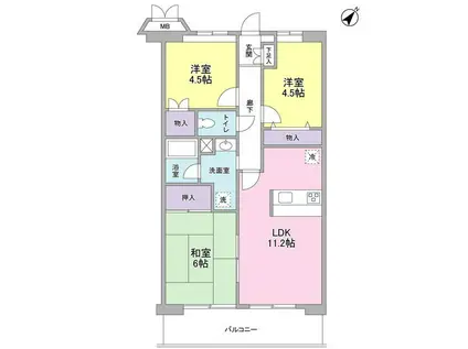 ソレアード葛西(3LDK/9階)の間取り写真