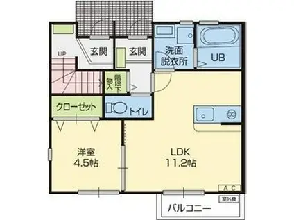パスト・レガーロ(1LDK/1階)の間取り写真