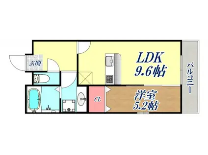 グレイスコート神戸永手町(1LDK/3階)の間取り写真
