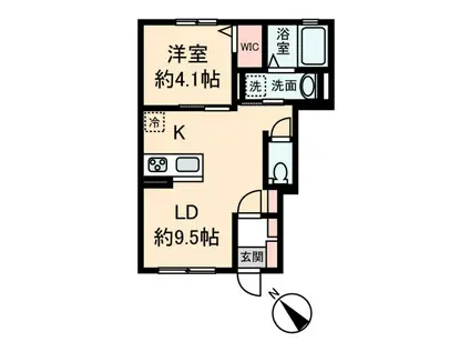 クリザンテーム白子(1LDK/1階)の間取り写真