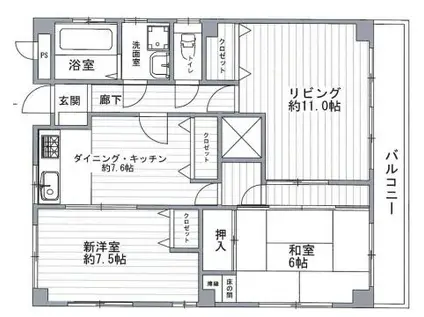 山田マンション(2LDK/3階)の間取り写真