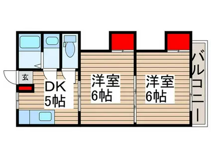 リブ愛宕(2DK/2階)の間取り写真
