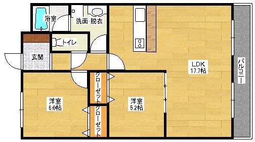 プロスペリティNAKAMURA(2LDK/4階)の間取り写真
