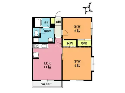 アトレハイツ B棟(2LDK/2階)の間取り写真