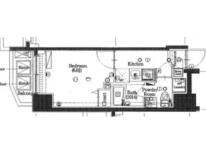 プレセダンヒルズ北千住II(1K/6階)の間取り写真