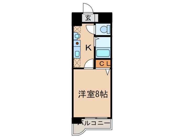 ジュネスシティ宮の前(1K/7階)の間取り写真