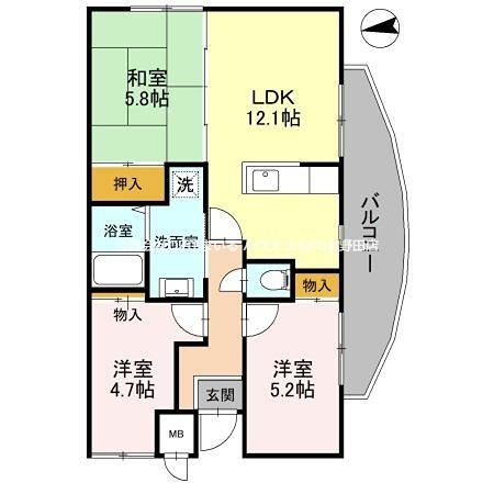 サンコート千代田(3LDK/1階)の間取り写真