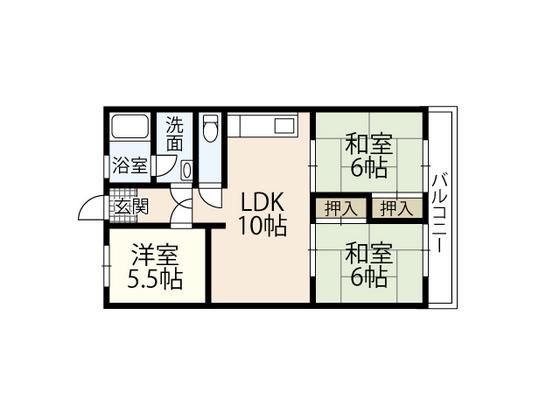 森田ビル(3LDK/3階)の間取り写真
