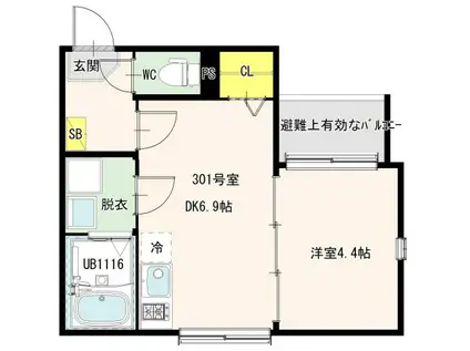 足立四丁目7 DESIGNERS DIIRA(1DK/3階)の間取り写真