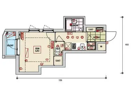 ビバリーホームズ五反田(1K/5階)の間取り写真