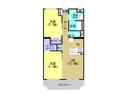 グロリオサ(2LDK/3階)の間取り写真