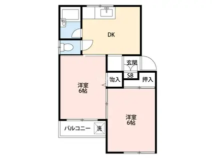 第3奥羽ビル(2DK/2階)の間取り写真