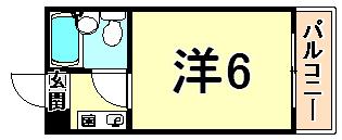 ルネッサンスクレージュ佃(1K/6階)の間取り写真