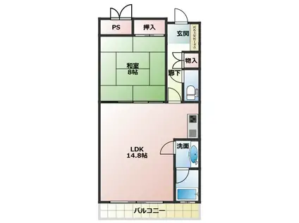 ふるさと君内ノ海編(1LDK/3階)の間取り写真