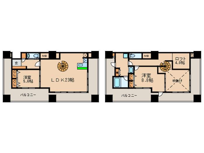 KDXレジデンス大濠ハーバービュータワー(2LDK/27階)の間取り写真