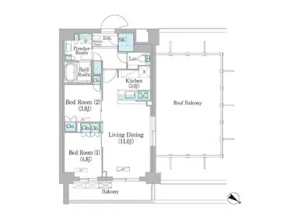 NIIYA平和台(2LDK/4階)の間取り写真