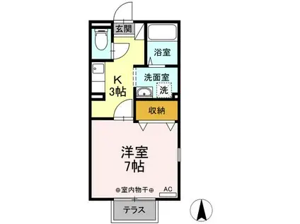 プリシェールミレニアム II棟(1K/1階)の間取り写真