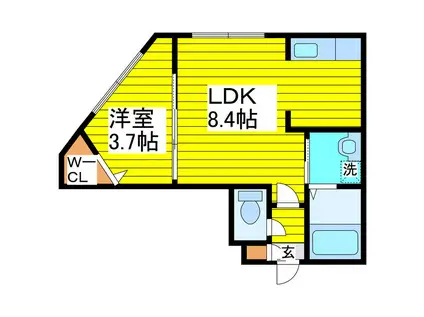 PURE GOLD(1LDK/3階)の間取り写真