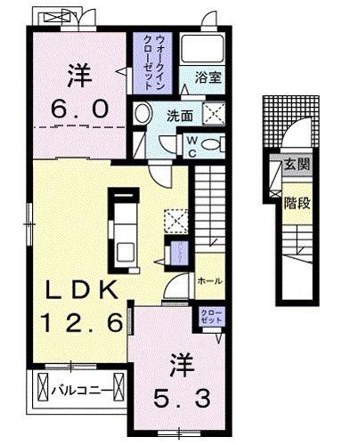 ピエナ I(2LDK/2階)の間取り写真