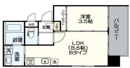 アヴァンティ祇園(1LDK/5階)の間取り写真
