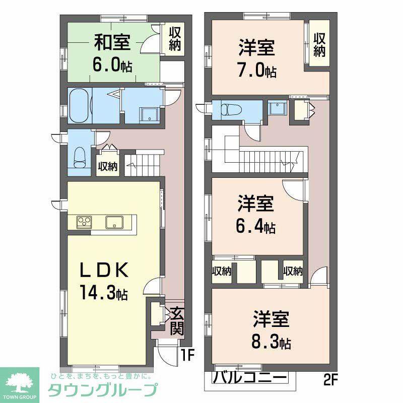 パークサイド社が丘(4LDK/1階)の間取り写真