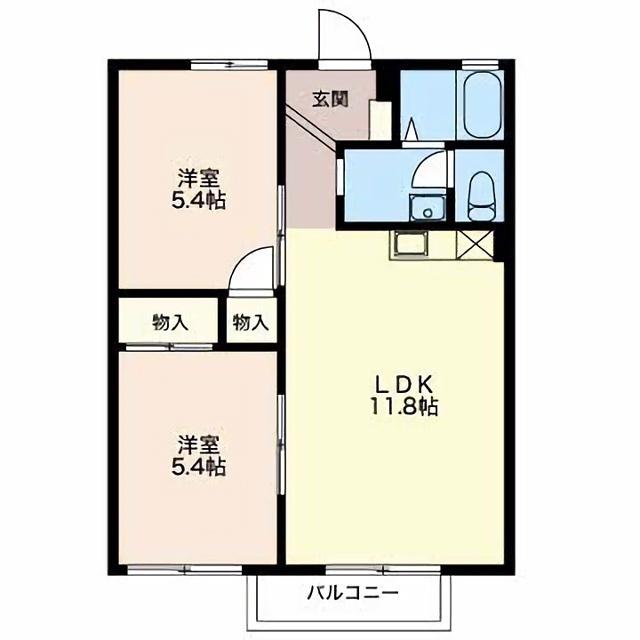 フェアパーク(2LDK/1階)の間取り写真