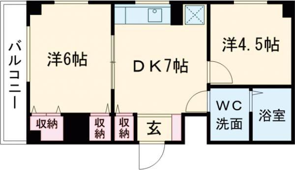 シンフォニックガーデン駅西(2DK/3階)の間取り写真