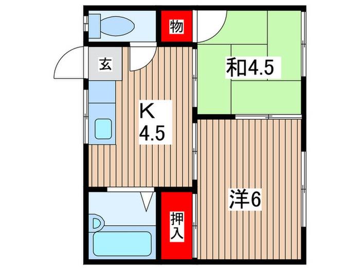 スプリームⅠ(2K/1階)の間取り写真