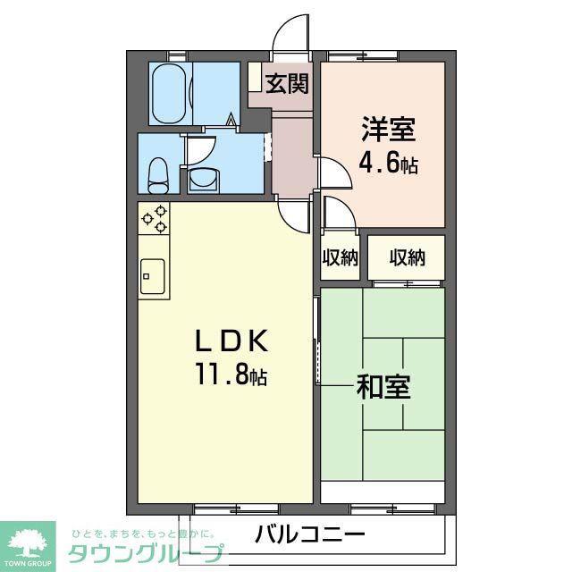 セジュール虹ヶ丘(2LDK/2階)の間取り写真
