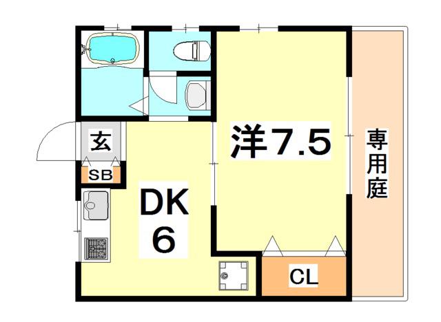 和光ハイツ(1DK/1階)の間取り写真