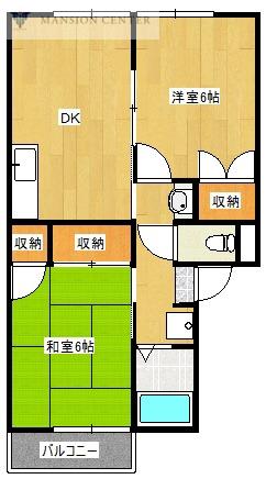 パインビレッジ(2DK/2階)の間取り写真