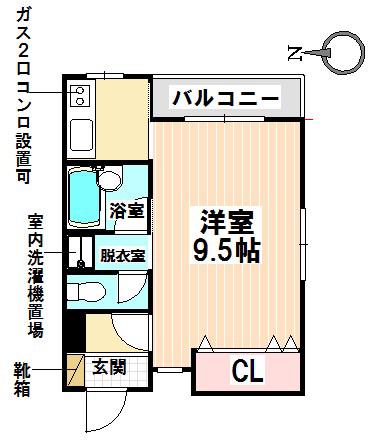 シャンブル平野(1K/4階)の間取り写真