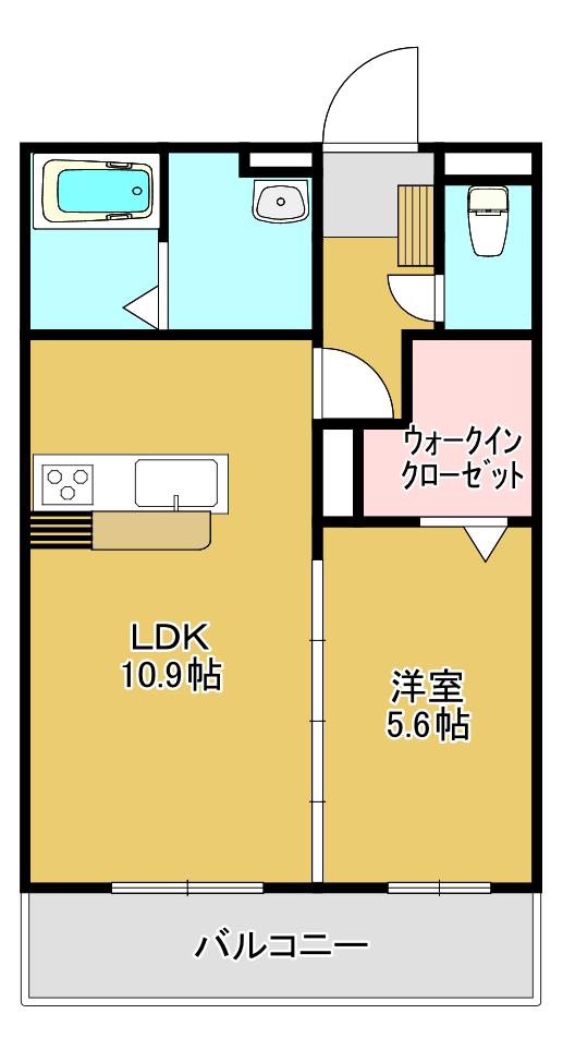 SALT明野西(1LDK/2階)の間取り写真