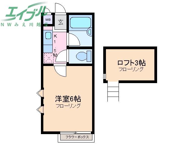 SILKY HOUSE山城(1K/1階)の間取り写真