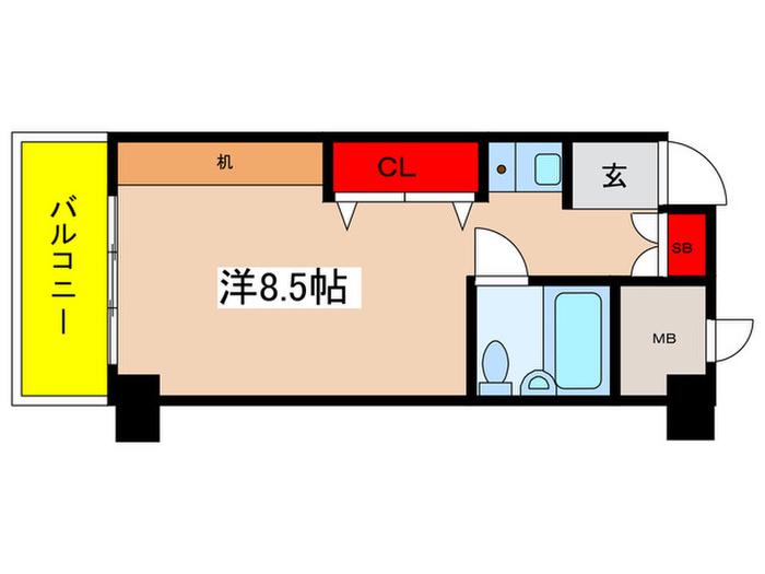 CRESCENT COURT KAWASAKI(ワンルーム/4階)の間取り写真
