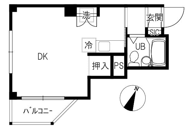 ジュネス笠舞(ワンルーム/3階)の間取り写真