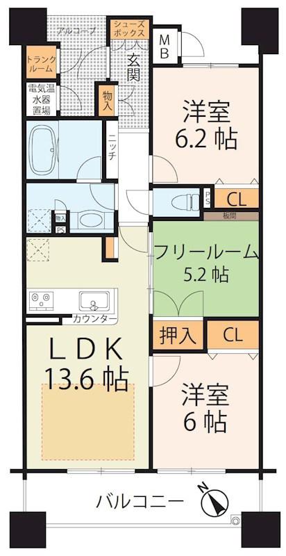 ネバーランド彦根(2SLDK/15階)の間取り写真