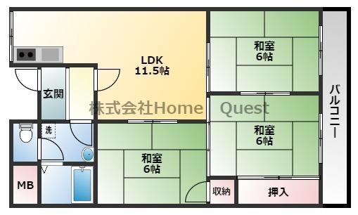 ドリーム松村(3LDK/2階)の間取り写真