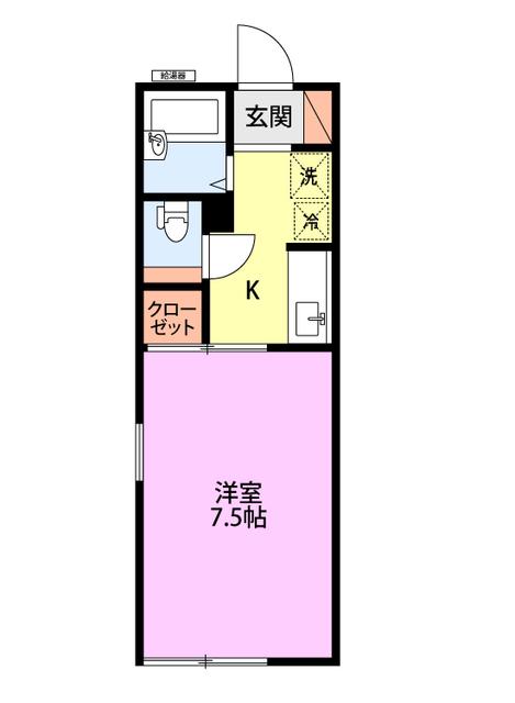 セジュール宮内 B棟(1K/2階)の間取り写真