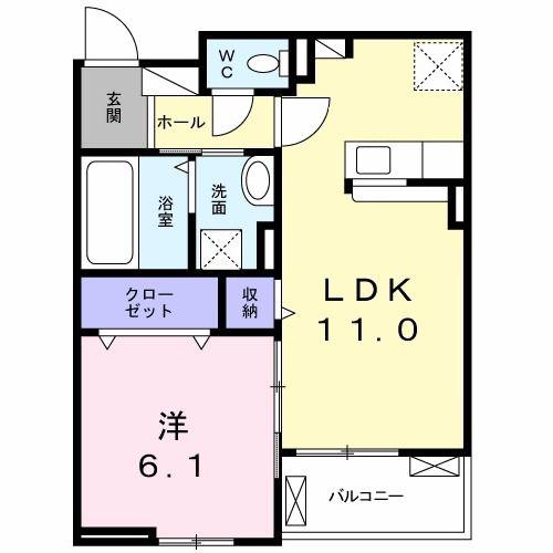 コルヌイエ(1LDK/2階)の間取り写真