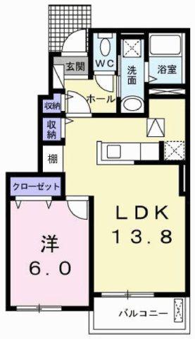 ルミノース・レジューネII(1LDK/1階)の間取り写真
