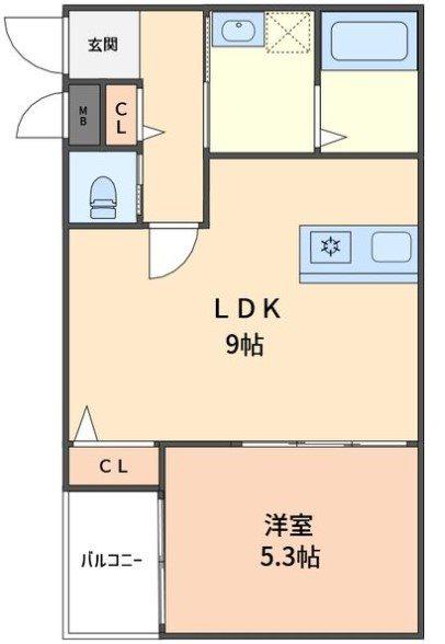 クレスト高安町南(1LDK/1階)の間取り写真