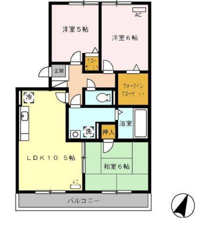 エスペランサF(3LDK/3階)の間取り写真