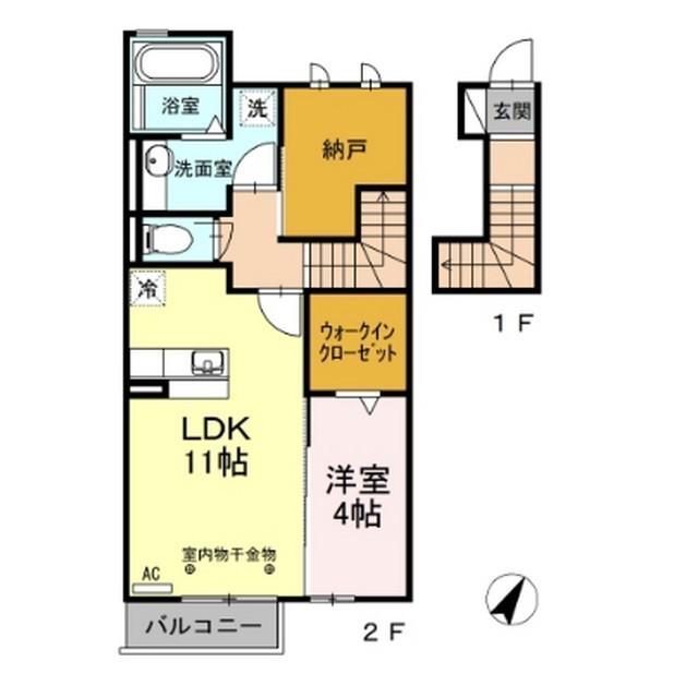 ロードサイド葵 B(1LDK/2階)の間取り写真