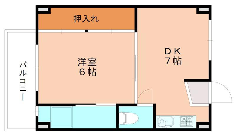 ビレッジハウス古賀 1号棟(2K/3階)の間取り写真